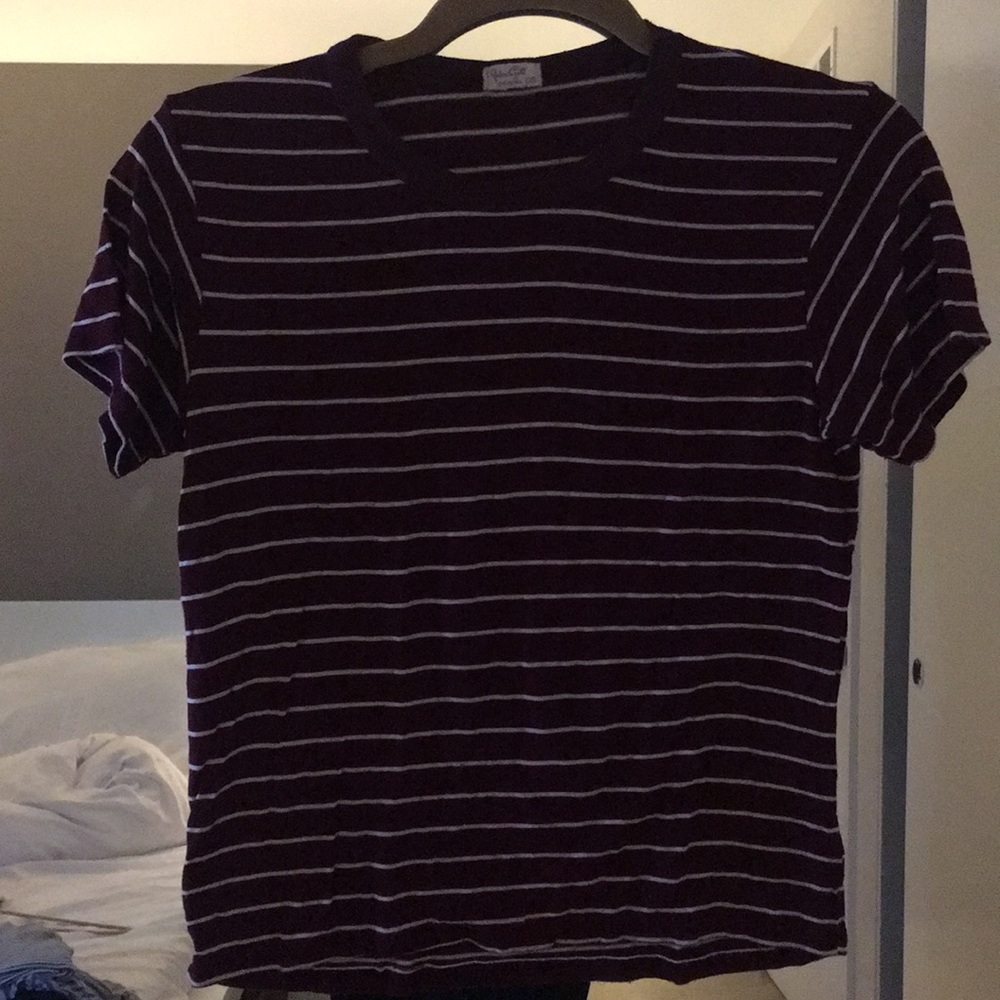 John Galt Burgundy striped t shirt